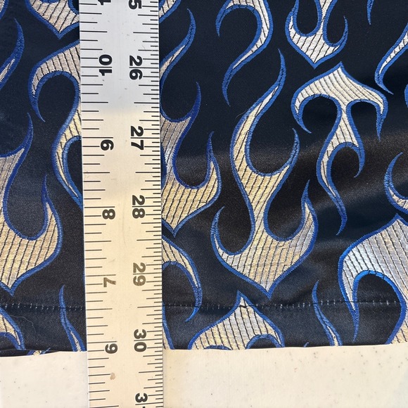 Y2K Mecca Mens Satin‎ Flames Damask Button Up Shirt Large Bowling Streetwear - Picture 6 of 8